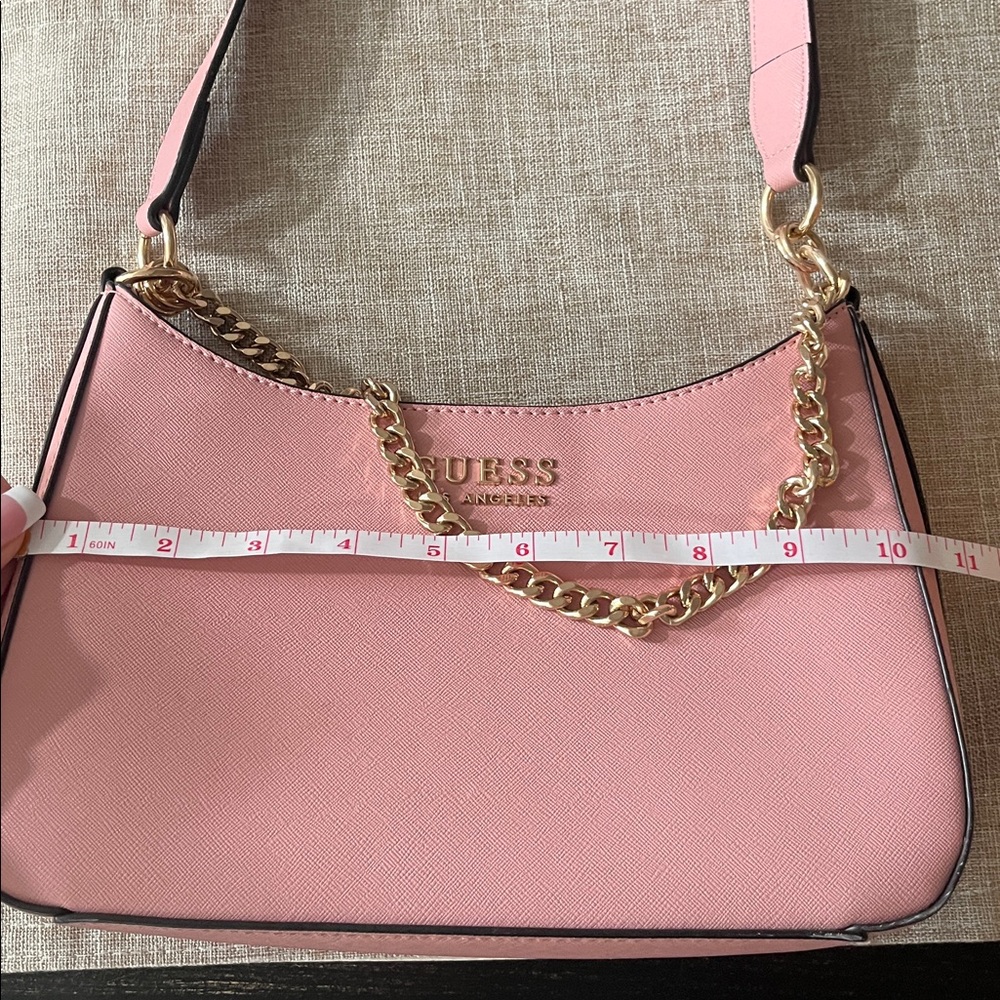 Guess Pink Shoulder Bag with Gold Chain Accent - Picture 4 of 5